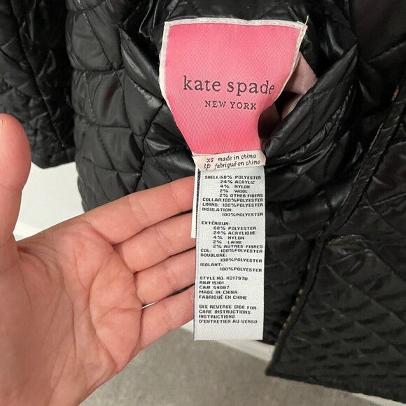 Kate Spade Wool Leopard Black Reversible Quilted Jacket  Size XS - Picture 2 of 5